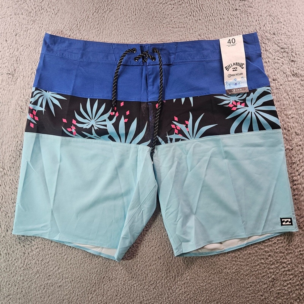 NWT Billabong‎ Swim Trunks Board Shorts Men's 40 - No Liner Palm Leaf Blue Black